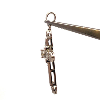 Designer 14K White Gold Diamond Encrusted Floral Religious Cross Pendant