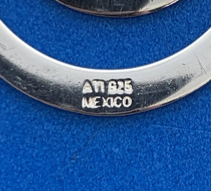 Designer ATI Mexico Sterling Silver Double Hoop Dangle Drop Statement Earrings