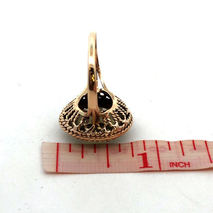 Vintage Siffari 14K Yellow Gold Oval Green Amethyst Solitaire Cocktail Ring