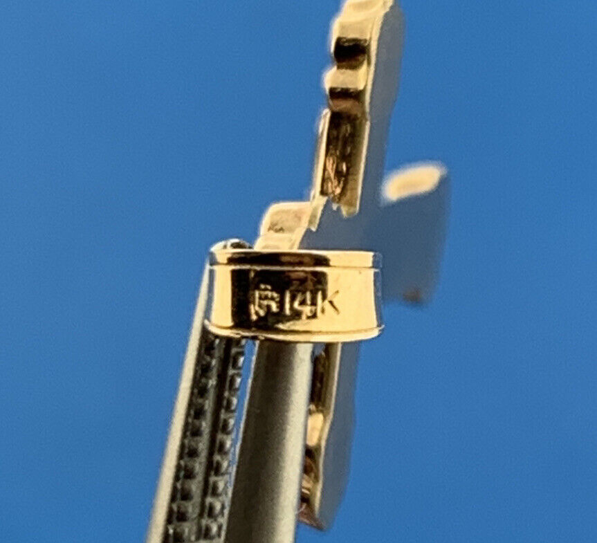 Gorgeous 14k Yellow & White Gold Religious Jesus Faith Cross Dangle Pendant