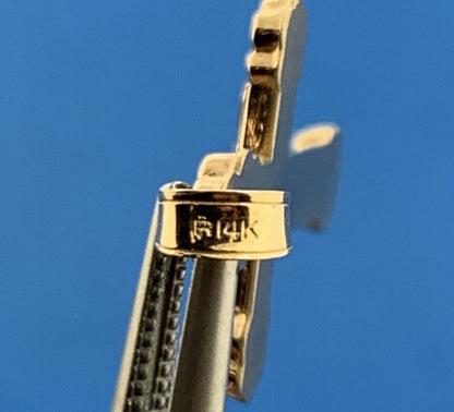 Gorgeous 14k Yellow & White Gold Religious Jesus Faith Cross Dangle Pendant