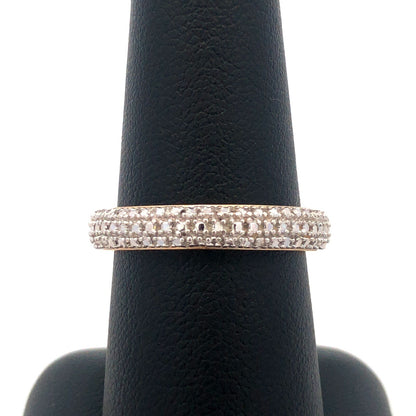 Designer R 925 Sterling Silver Vermeil Two Tone Diamond Textured Band Ring