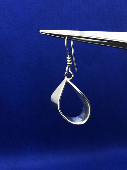 Taxco Mexico TC-131 925 Modernist Sterling Silver Loop Dangle Hook Earrings
