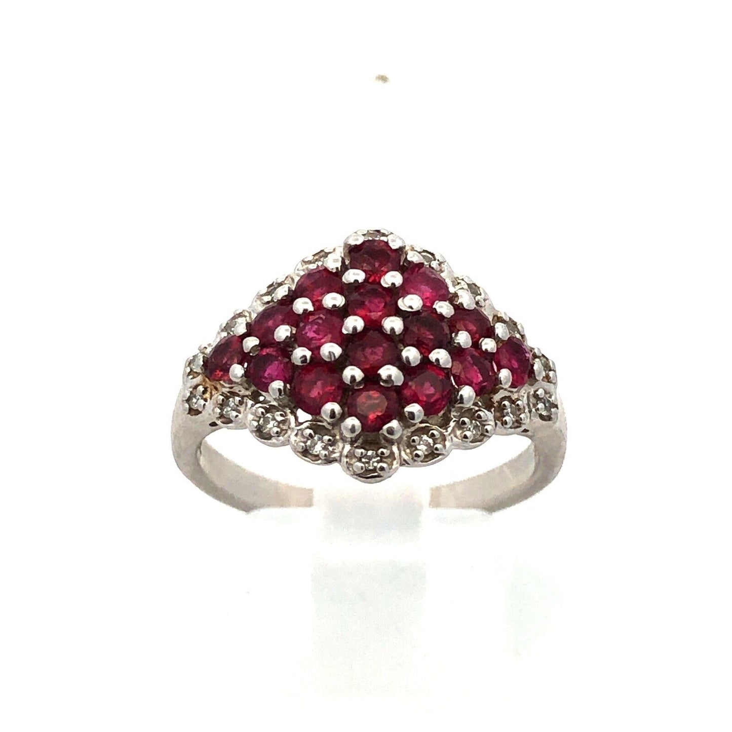 Designer TGGC 925 Sterling Silver Pink Tourmaline White Topaz Cluster Ring