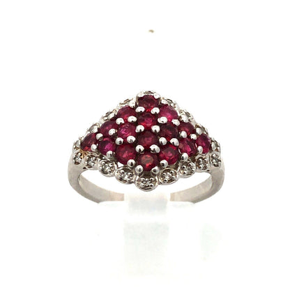 Designer TGGC 925 Sterling Silver Pink Tourmaline White Topaz Cluster Ring