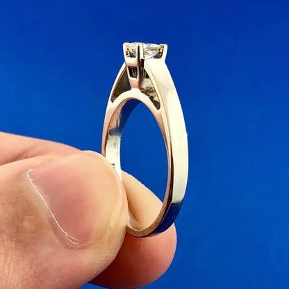 Vintage 14K White Gold Princess Diamond Solitaire Engagement Promise Ring
