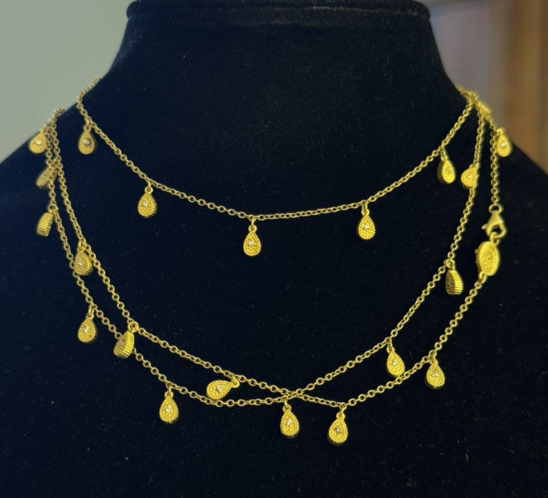 Freida Rothman 14K Gld Plt 925 Sterling Silver Cubic Zirconia Station Necklace