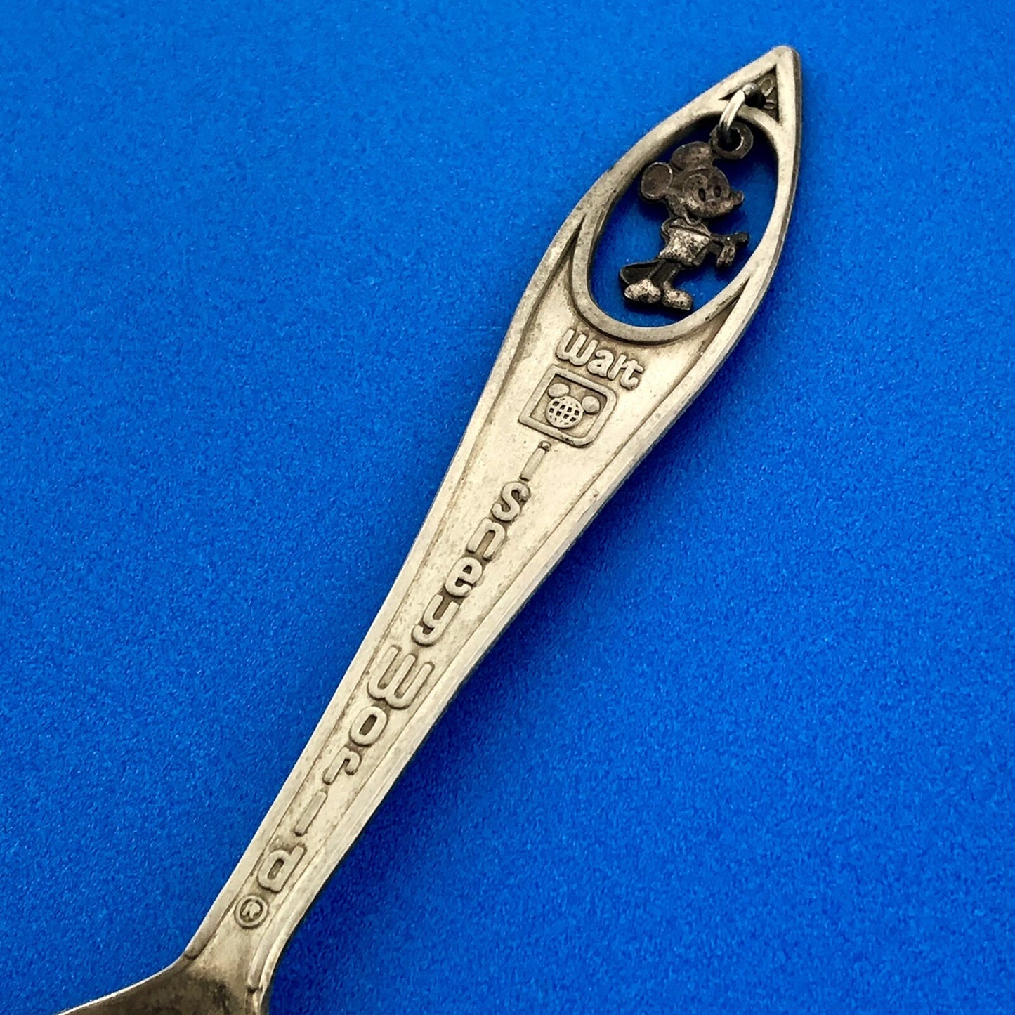 Vintage Silver Tone Walt Disney World Souvenir Spoon Mickey Mouse Dangle Charm