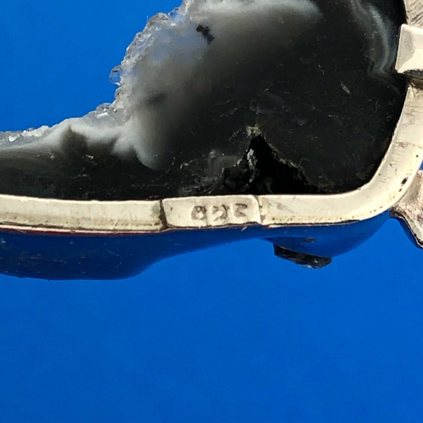 Stunning Sterling Silver 925 Druzy Quartz Black Chartreuse CZ Statement Pendant