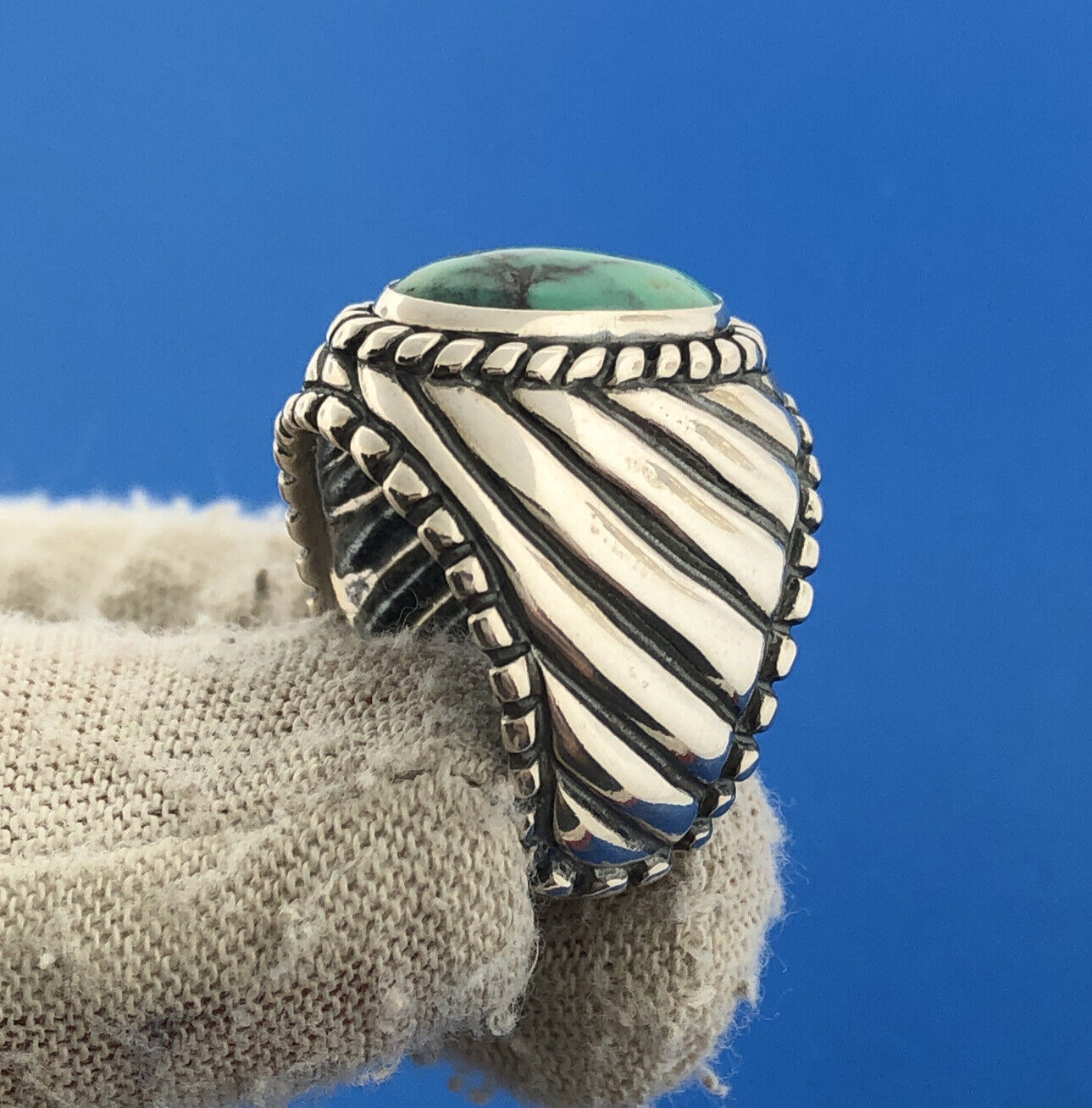 Carolyn Pollack R Moon CP Sterling Silver 925 Green Turquoise Southwestern Ring