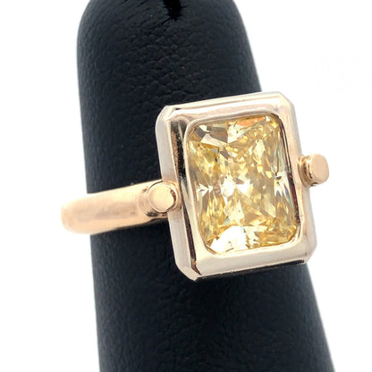 Designer 14K Yellow Gold Lemon Solitaire Statement Ring