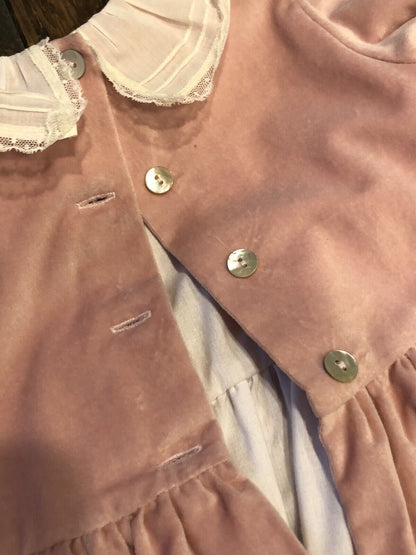 Sal & Pimenta Brushed Cotton Velour Dusty Rose Size 6T Girl's Lined Dress