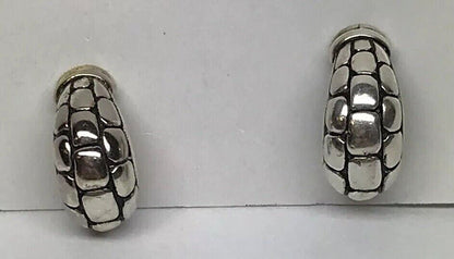 Sterling Silver 925 Snake Skin Design Half Hoop Huggie Earrings S166