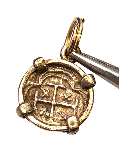 Vintage 925 Sterling Silver Vermeil Round Bronze Ancient Coin Pendant