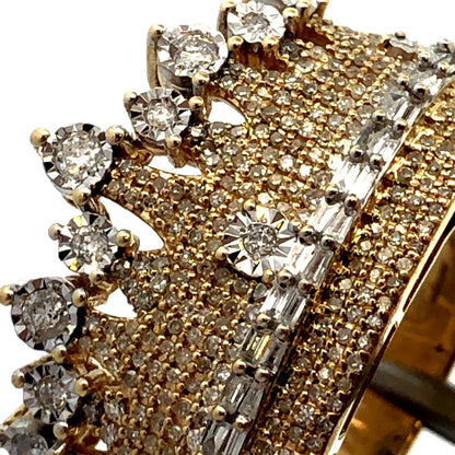 Designer Dadwani 10K Yellow Gold Diamond Pave Crown Statement Ring