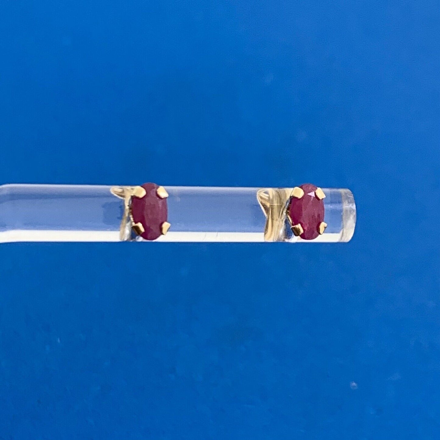 Designer 14K Yellow Gold Oval Ruby Stud Earrings