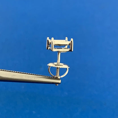 14K White Gold Pave Princess Diamond Screw Back Stud Earrings