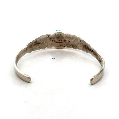 Navajo Jim Yazzie 925 Sterling Silver Turquoise Storyteller Open Cuff Bracelet