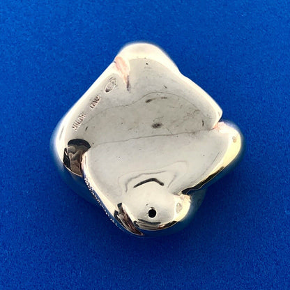 Designer Milor Italy 925 Sterling Silver Two Toned Textured Modernist Pendant