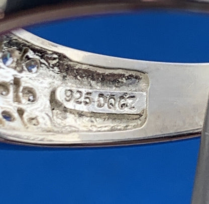 Diamonique 925 Sterling Silver Cubic Zirconia Marquis Solitaire W/Accents Ring