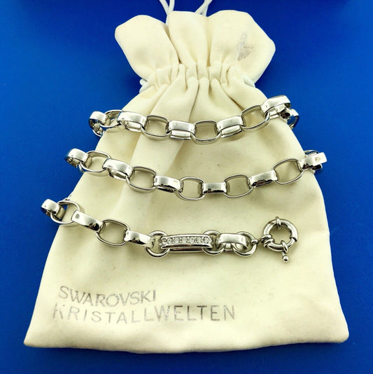 Swarovski Crystal Silver Tone Crystal Cuban Link Statement Chain Necklace
