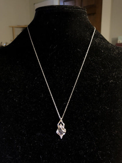 Designer SUN Sterling Silver Black White Diamond Infinity Anniversary Necklace