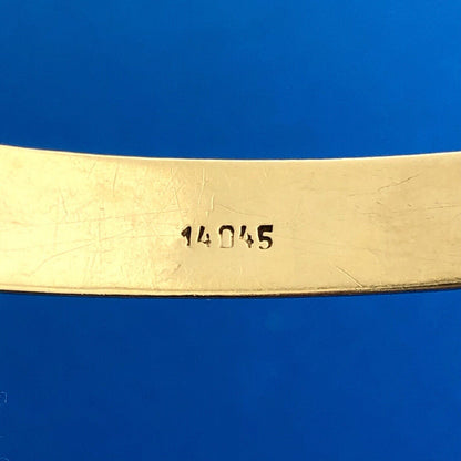 Estate 14K Yellow Gold Diamond Station Weave Etched Bangle Bracelet