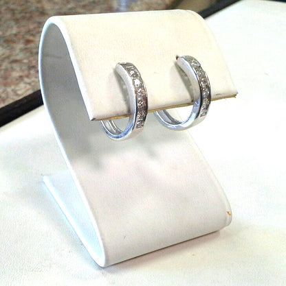 14k White Gold ZEI Diamond Hoop Earrings