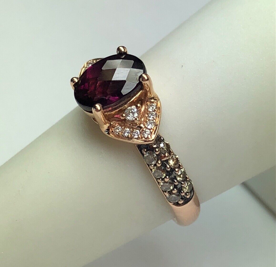 LeVian 14K Rose Gold Chocolate Vanilla Diamond Garnet January Anniversary Ring