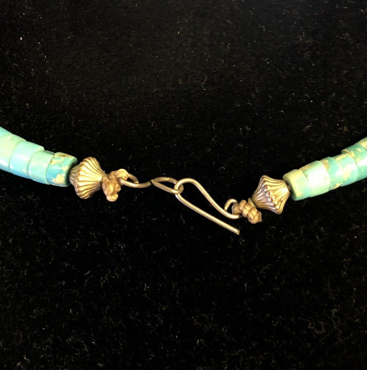 Vintage Silver Tone Turquoise Black Onyx Mother Of Pearl Choker Necklace