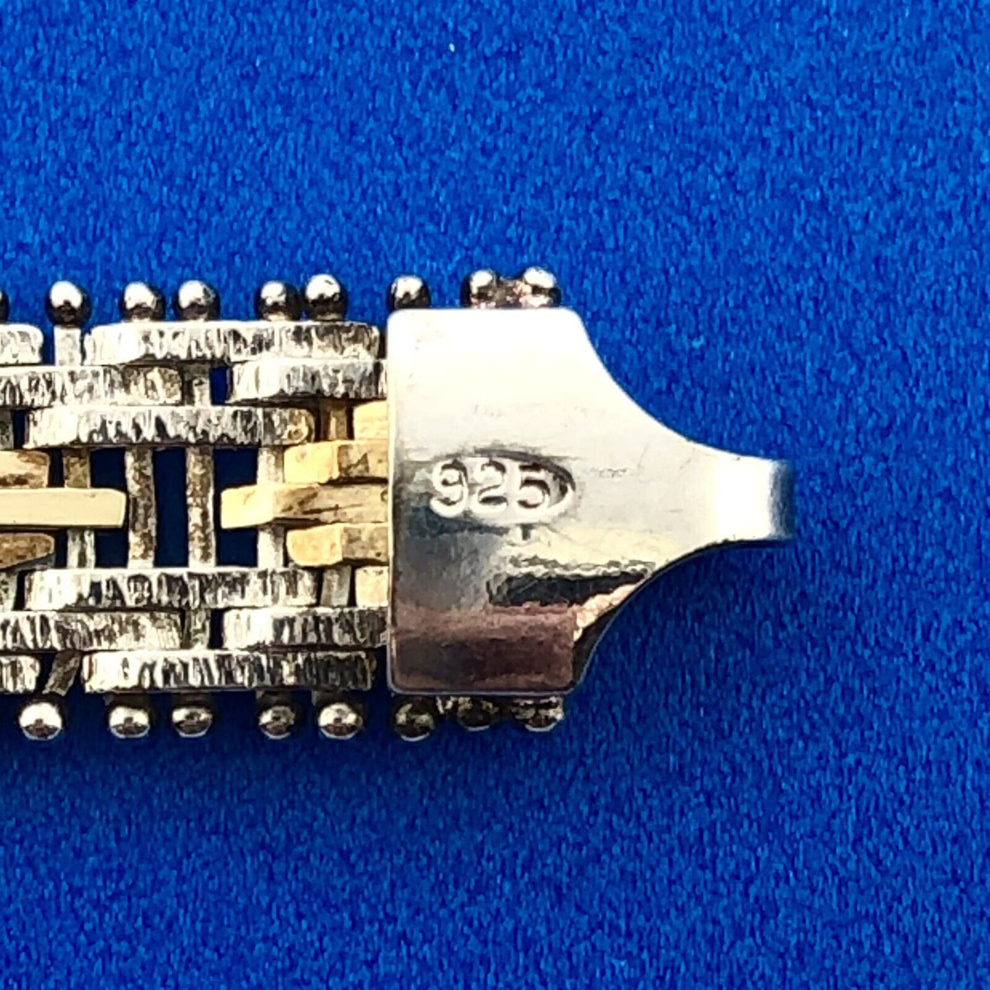 Designer Milor Italy 925 Sterling Silver Gold Two Toned Diamond Cut Bracelet