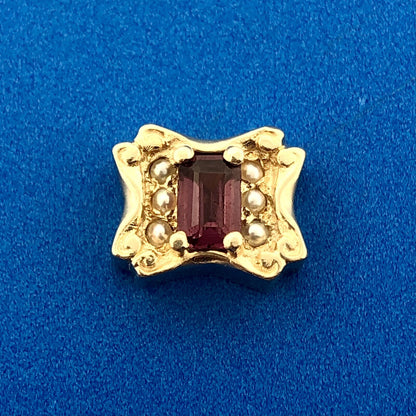 Designer GK 14k Yellow Gold Pearl Accented Tourmaline Rectangle Slide Charm