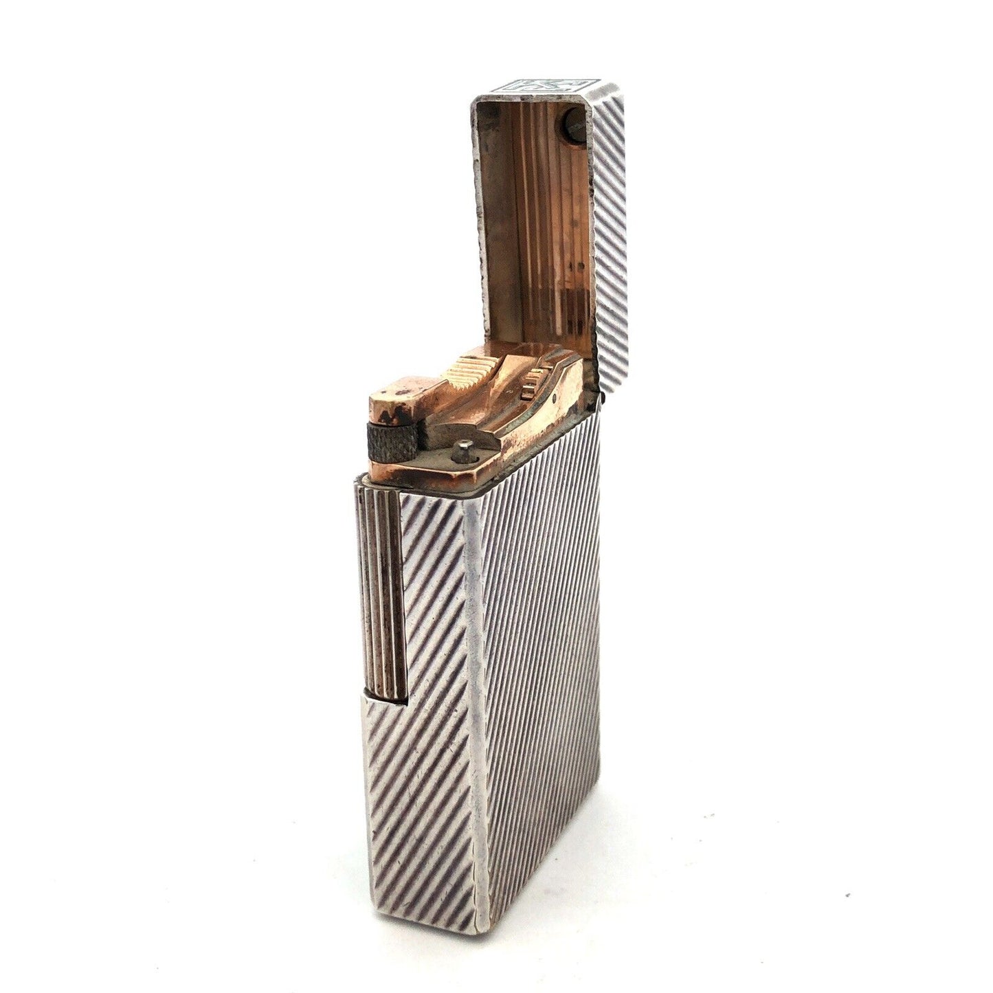 Vintage ST Dupont Paris Two Toned Silver Plated Cigarette Cigar Lighter