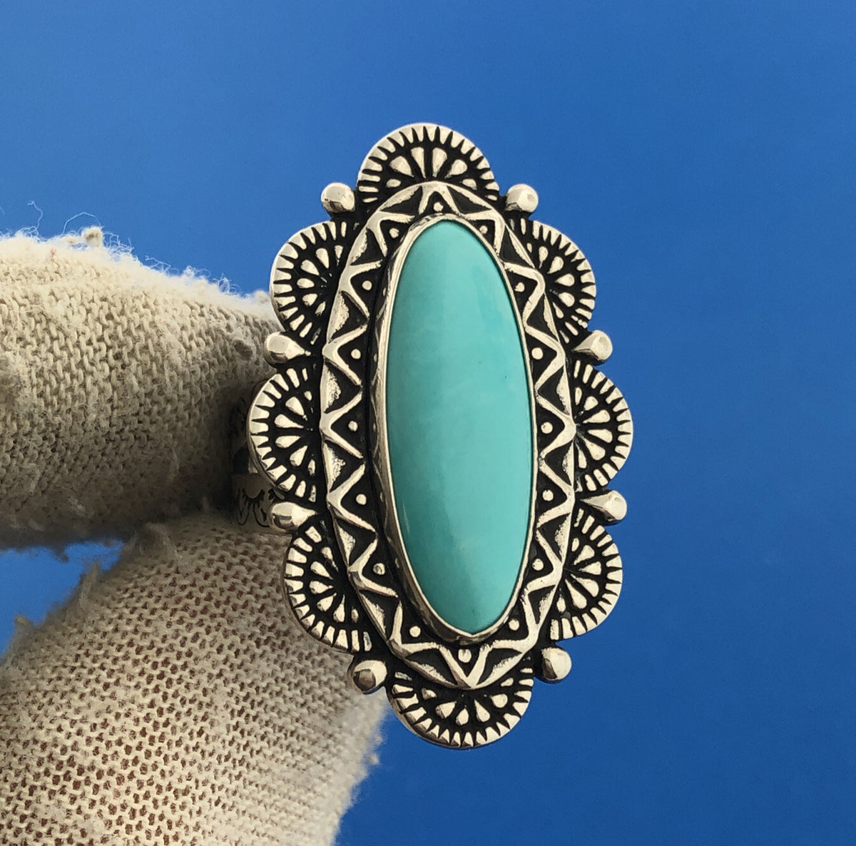 Carolyn Pollack Relios R Moon Sterling Silver Sleeping Beauty Turquoise Ring