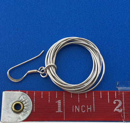 Stunning Sterling Silver 925 Bound Multi Ring Dangle Hook Earrings