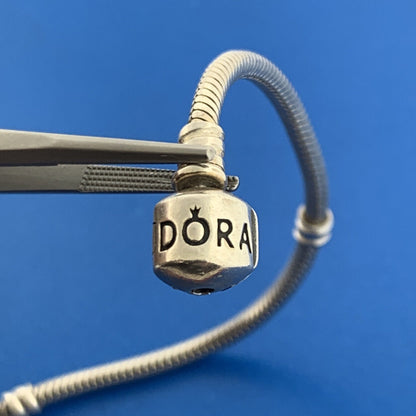 Authentic Pandora 925 Sterling Silver Signature Barrel Clasp Bracelet 590702