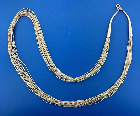 Carolyn Pollack CP Navajo 925 Sterling Silver 20 Strand Liquid Silver Necklace