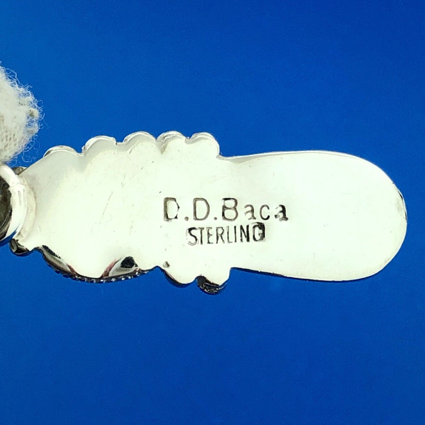 Navajo Designer D.D. Baca Sterling Silver Turquoise Teardrop Floral Pendant