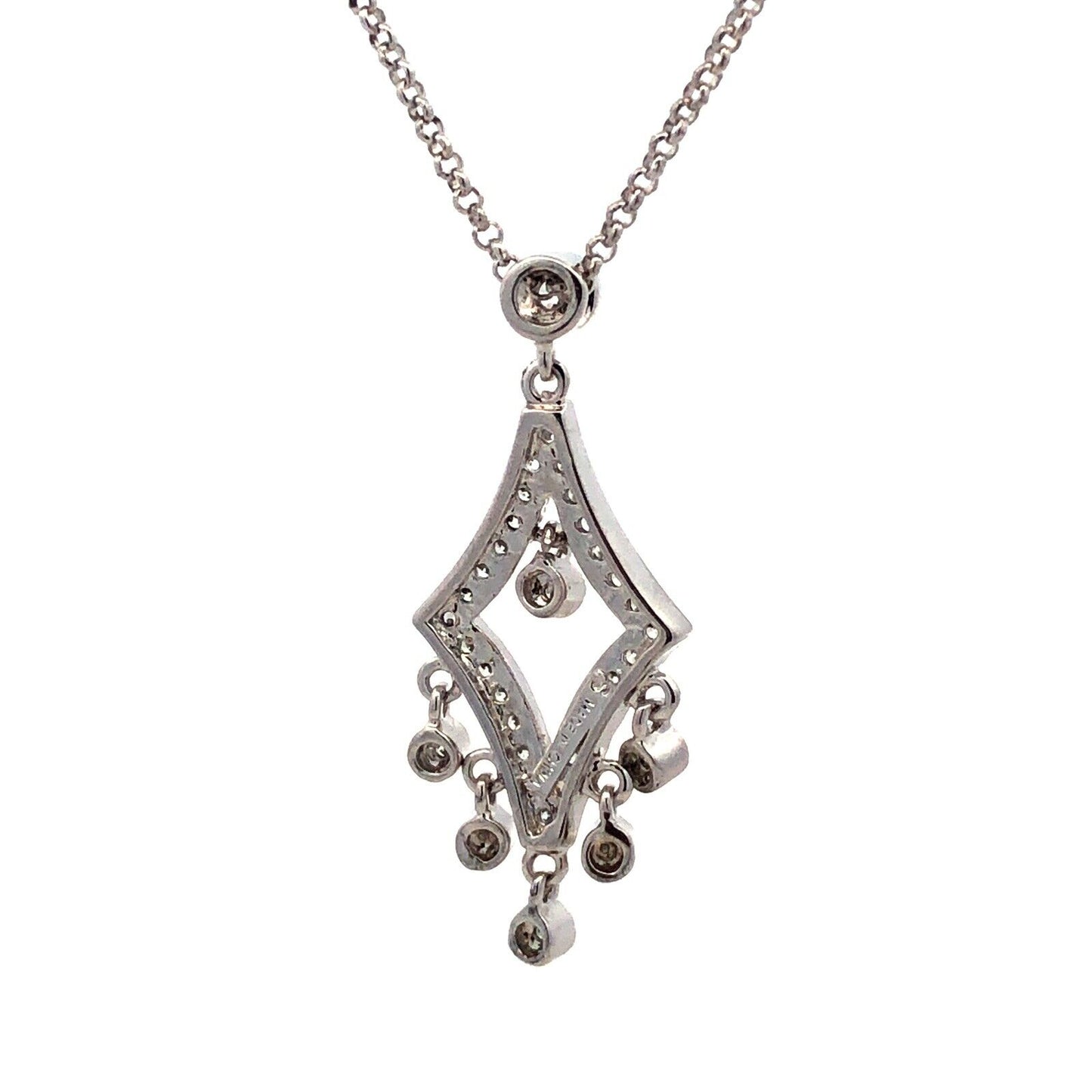 Designer 925 Sterling Silver Round Cubic Zirconia Statement Pendant Necklace