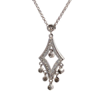 Designer 925 Sterling Silver Round Cubic Zirconia Statement Pendant Necklace