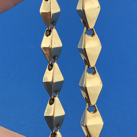Designer Cal 10k Yellow Gold Three-Dimensional Diamond Shaped Bead 8" Bracelet