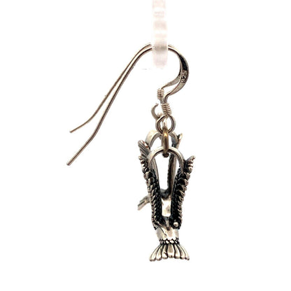 Vintage Designer 925 Sterling Silver 3D Hummingbird Drop Dangle Hook Earrings