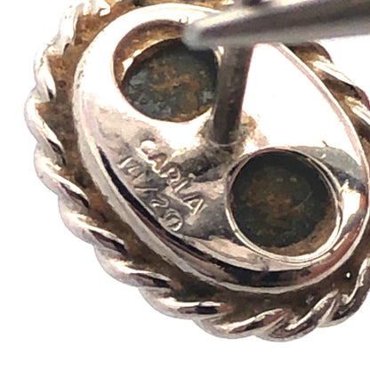 Designer CARLA 925 Sterling Silver Oval Grey Cameo Stud Earrings