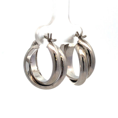 Designer 925 Sterling Silver Round Textured Double Twist Hoop Earrings