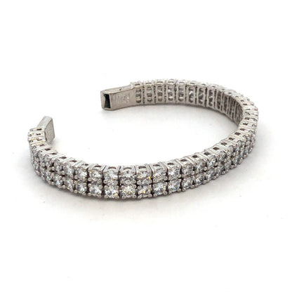 Designer ADT 925 Sterling Silver Round Cubic Zirconia CZ Tennis Cuff Bracelet