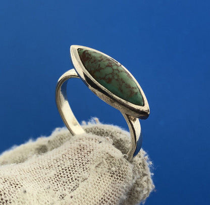Designer Barse Sterling Silver 925 Cabochon Marquise Turquoise Size 8.75 Ring