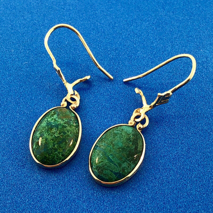 Vintage 14K Yellow Gold Maw Maw Sit Sit Oval Drop Dangle Hook Earrings