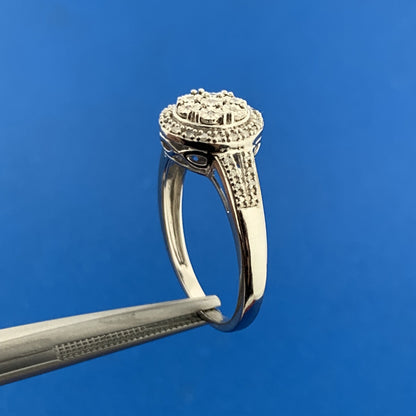 Designer 925 Sterling Silver Diamond Cluster Engagement Anniversary Ring
