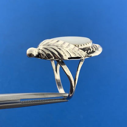 Old Pawn Native American 925 Sterling Silver Mother Of Pearl Squash Blossom Ring