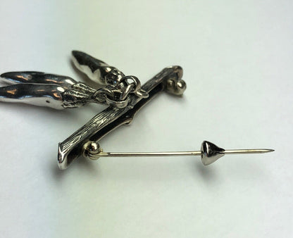 Vintage Mignon Faget Sterling Silver Bamboo Chili Peppers Charm Pin Brooch Rare